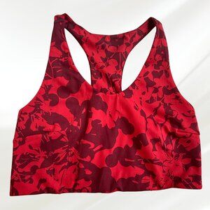 Zella Red Burgundy Floral Print Sports Bra Medium